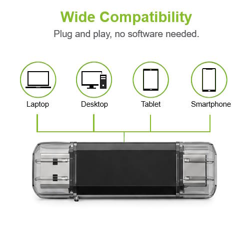 GoRAM Go-Stick Dual Drive 64GB GRU30GS-064G-R USB 3.0 Dual A+C Flash Drive
