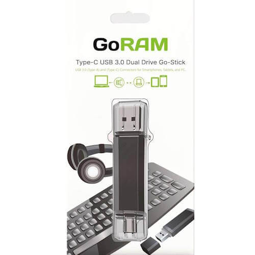 GoRAM Go-Stick Dual Drive 128GB GRU30DD-128G USB 3.0 Dual A+C Flash Drive