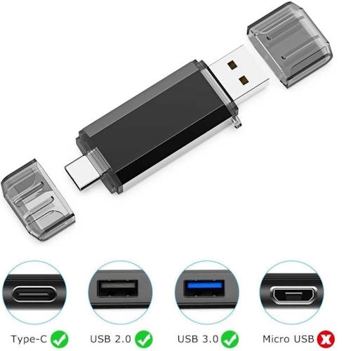 GoRAM Go-Stick Dual Drive 128GB GRU30DD-128G USB 3.0 Dual A+C Flash Drive
